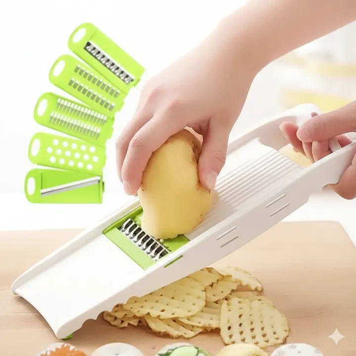 Vegetable cutter 5 in 1 Vegetable Slicer Cutter best for Home Kitchen Restaurant Stainless Steel Blades vegetable cutter Professional Vegetable Slicer for Onions, Garlic, Tomatoes, Potato, Carrot 5-in-1 vegetable slicer cutter