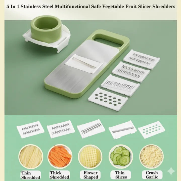 Vegetable cutter 5 in 1 Vegetable Slicer Cutter best for Home Kitchen Restaurant Stainless Steel Blades vegetable cutter Professional Vegetable Slicer for Onions, Garlic, Tomatoes, Potato, Carrot 5-in-1 vegetable slicer cutter